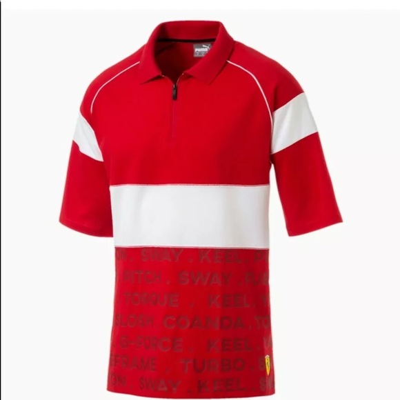 Puma Ferrari Street Men's Polo Shirt Red/White Nwt - Picture 1 of 3